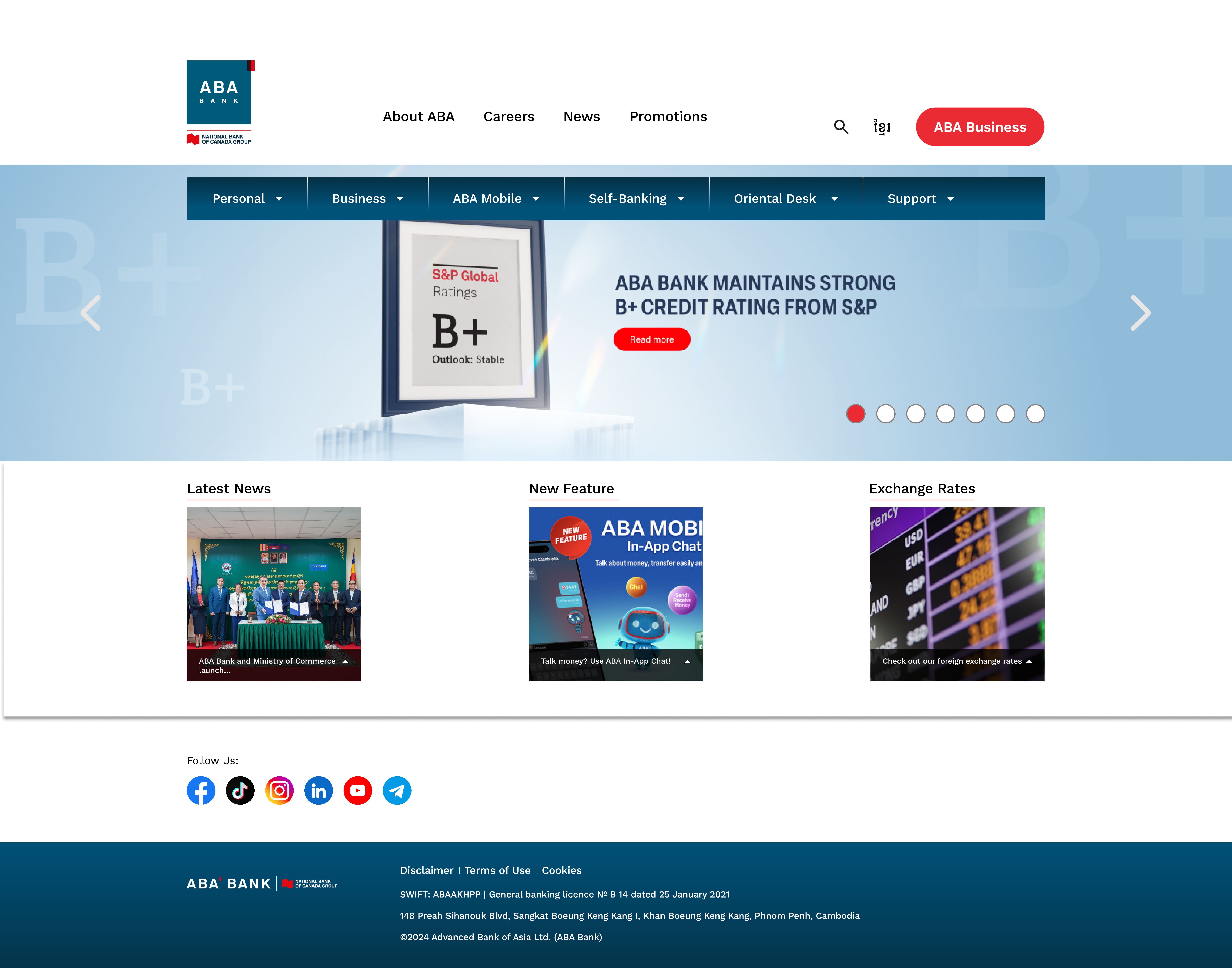 ABA Bank Web UI Dashboard